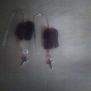 Amethyst, Rose Quartz, Stamped .925 Silver Cross Sterling Silver Drop Earrings